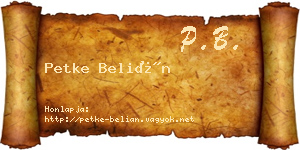 Petke Belián névjegykártya